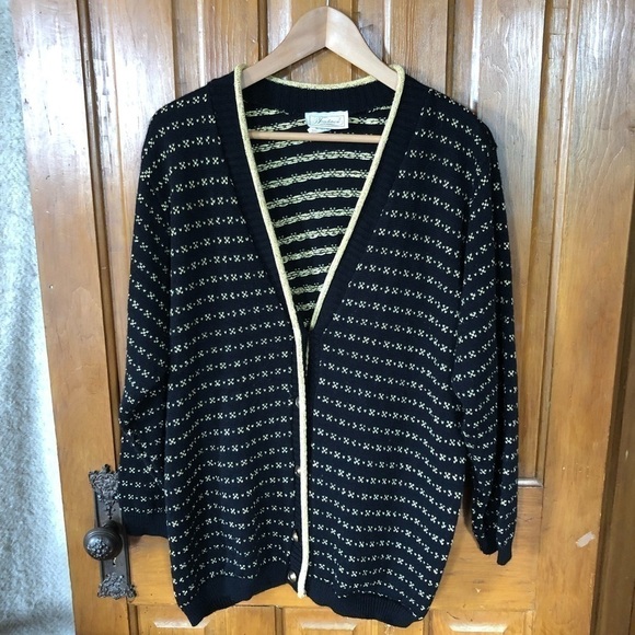 Vtg Gold  and Black Cardigan - Picture 2 of 13